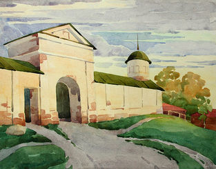 Рисунок. Ворота мужского монастыря. Мизеров В.М. Томск. 1946 год