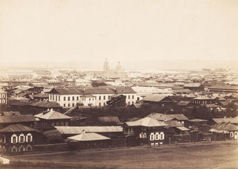 Фото. Иркутск: вид с кладбищенской горы, снятый из ограды Иерусалимской церкви. 1900 г.